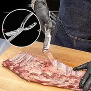 Rib Membrane Remover Stainless Steel Tool Kit for BBQ and Camping, Pork Ribs Skin Peeler Set, Outdoor Grilling Accessories for Meat Preparation and Cooking
