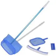 Pool Cleaning Set with Brush Leaf Skimmers and Telescopic Pole for Easy