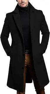 [Generic] Men's Coat ， Luxury Black Gabardina for Men, Long and Warm Coat of One Chest 2025