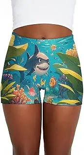 [RKJVB] Women Shorts Sharks and Small Fish Gym Shorts Workout Shorts Yoga Shorts Running Shorts