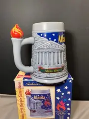 Budweiser 1996 Atlanta Olympic Games TORCH HANDLE Collectors Beer Stein NIB