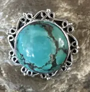 Blue Spiderweb Turquoise Navajo Sterling Silver Ring Sz 9.5 15493