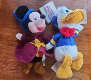 Disney Store Mickey Wizard & Donald Duck Mini Bean Bag Plush - NEW with Tags
