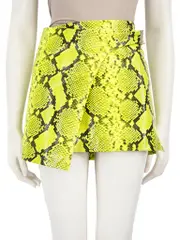 Yellow Leather Snake Embossed Mini Skirt