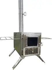 TOUNTO Wood Burning Stove,Portable Camping Stove with Chimney Pipes,Front Window，Side Racks,Mini Wood Stove for Outside Tent,Cookout,Truck Travel and inside Woodcutter's Cottage