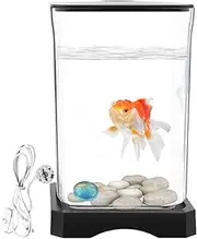 Betta Fish Tank - Small Aquariums Fish Tanks with LED Lighting | Acrylic Aquariums with LED Lighting | Clear Water Bowl for Shrimp Crab Spider, Desktop Aquatic Decor, Small Habitat for Home Office
