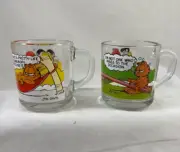McDonalds Garfield Glasses Mugs Coffee Cups By Jim Davis Set Of 2 1978