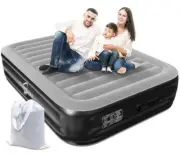 TINSUN 18" Queen Size Air Mattress with Built in Pump Model: JS-HE-009T Black