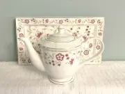 Grace Teaware Serving Tidbit Tray & Teapot Set Gold Rim Pink Green Floral 2 Set