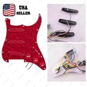 Prewired-Loaded SSS Pickguard Ceramic Pickups For Strat Red Pearl&Red