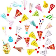 Set of 116,Mini Birthday Hats Cake Toppers Mix Birthday Hats Cupcake Topper Pick DIY Cake Dessert Decoration For Baby Shower Cake Supplies
