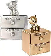 Hohopeti 2Pcs Tooth Curl Keepsake Box Multi Functional Storage Container for First Tooth Curl Durable Jewelry Trinket Organizer for Boys Present