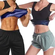 Risipu Sweat Sauna Vest Tops Sweat Sauna Suit for Men Women Sauna T-Shirts Body Shaper Waist Trainer Slimming Weight Loss Workout Suit Exercise Fitness Short Sleeve Training Fitness Tank Top
