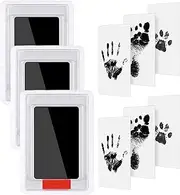 ASIRYVA 3 Pcs Baby Hand and Footprint Kit, Safe, Inkless, Non-Toxic for Babies & Pet Paw Print Kit (Black)