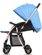 Wheelchair, Baby Stroller, Lightweight Aluminum Alloy Two-Way Shopping cart, Portable Four-Wheeled Trolley, Suitable for Four-Wheeled Shopping cart Shock absorbers,Blue