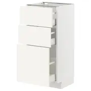 METOD / MAXIMERA base cabinet with 3 drawers, white/Vallstena white, 40x37x80 cm