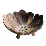 Wooden Soap Dish Holders Flower Shaped Coconut Shell Wood Handmade Bathroom