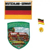 在飛比找有閑購物優惠-刺繡燙布貼 三件組 戈斯拉爾皇宮地標＋德國國旗刺繡+ 徽章 