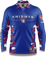 NRL Long Sleeve Reef Runner Fishing Polo Tee Shirt - Newcastle Knights - Adult