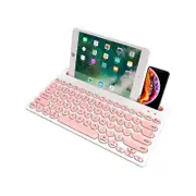 Rechargeable Wireless Bluetooth Keyboard Tablet Mount Holder - Pink