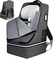 RUCYEN Car Seat Travel Bag, Infant Seat Travel Backpack with Padded and Adjustable Shoulder Strap, Car Seat Travel Backpack, Large Gate Check Bag for Airplane, Car Seat Bags for Travel, Dark Grey