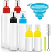 LhyBtm Icing Bottles Writer Bottles Cookie Icing Bottles 6 Squeeze Applicator Bottles with Needle, Brush and Funnel for Cookies Icing Cake Decorating Coloring Cookie Cutters Baking Decor Pancake