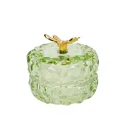 Urban Gold Dragonfly Glass Round Trinket Box Tabletop Display Decor Green 7