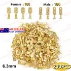 200pcs Female Male Spade Quick Splice Terminals 6.3mm Connectors Non-insulated