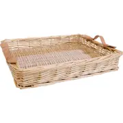 LVD Toulon Wicker Basket Storage Tray Rectangle Med w/ Glass 31x24cm Natural