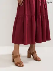 Phase Eight Brown Leather Block Sandals (H75928) | $228