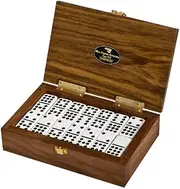 Alex Cramer Special Introductory Price Exclusive Double-9 Domino Set. American-Made Solid Walnut case Holds Our 55-Piece Set of Dominoes. Each case has Unique Wood Grain.