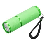 9 LED Glow in Dark Flashlights, Mini Aluminum Flashlight, Green