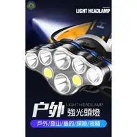 在飛比找松果購物優惠-【8燈款 】強光頭燈 T6 LED+COB頭燈 T6頭戴式頭