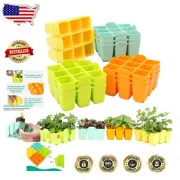 Vibrant Silicone Seed Starter Trays - 16 Pieces for Stress-Free Seedling Growth