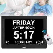 10 inch LED Digital Day Clock Calendar Dementia Date Week Month Year Time Wall Black