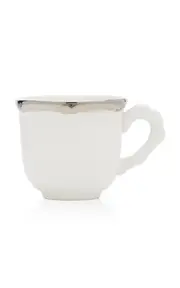 [Este Ceramiche for Moda Domus] Set-Of-Two Bamboo Platinum-Trimmed Large Ceramic Coffee Cup and Saucer