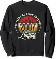 [X.Style] Vintage 2007 Limited Edition 16th Birthday 16 Year Old Retro Sweatshirt ds1240 Sweater (S) Black