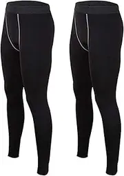 [MINGHE] Men's 2 Pack Compression Pants Breathable Cool Dry Tight Legging Baselayer