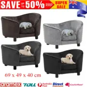 Pet Dog Cat Couch Sofa Bed Lounge Plush Black Brown Grey Small Thick padded seat