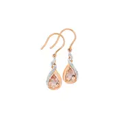 9ct Rose Gold Morganite & Diamond Earrings in Peach