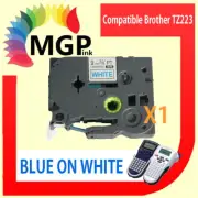 1x Brother Compatible TZ 223 P-Touch Label Tape 9mm Blue on White Laminated