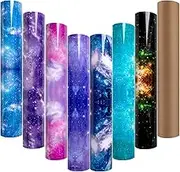 HTVRONT Galaxy Heat Transfer Vinyl - 7 Pack 12x10in Starry Sky Iron on Vinyl for t Shirts, Space Pattern Galaxy HTV Vinyl with 1 Pack Teflon Sheet, DIY Crafts