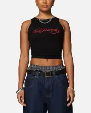 [ED HARDY] Ed Hardy Women's Electric Tank Black - Size L L Black