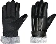 [rockible] PU Leather Gloves for Men Winter Driving Gloves Portable Touch Screen Warm Lined for Cold Weather Climbing Outdoor