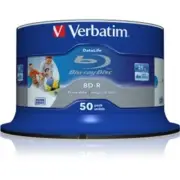 Verbatim BD-R 25GB 6X Shiny Silver Silk Screen Printable, Hub Printable - 50pk S