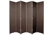 Woven Room Divider Screen Brown 6 Panel