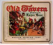 Vintage Old Tavern Lager Beer Bottle Label Warsaw Il