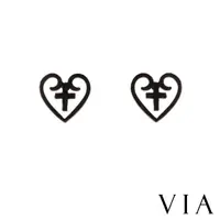 在飛比找momo購物網優惠-【VIA】白鋼耳釘 十字架耳釘/符號系列 縷空十字架愛心造型