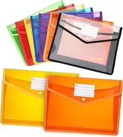 SHOWERORO 7pcs Colorful Document Bags Expandable File Holders Label Pockets Plastic Folders for Office Organization Letter Size Travel Folders