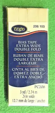 3yd Ivory Pale Off-White Extra Wide Double Fold Bias Tape 1/2" Wrights PC206-100